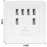 USB Wall Plug, 220V 4A Charging Panel, 6 USB Ports Fast Charging - Front View