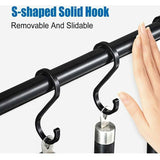 Kitchen Utensil Wall Bar Black, Kitchen Shelf Bar with 6 Removable Hooks Wall Mount Shelf Door Rack for Kitchen Utensils, 40CM