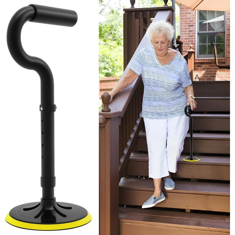 Help to Get Up Yellow, Stability Adjustable Height Bed for Elderly People Cane with Help to Get Up from the Ground
