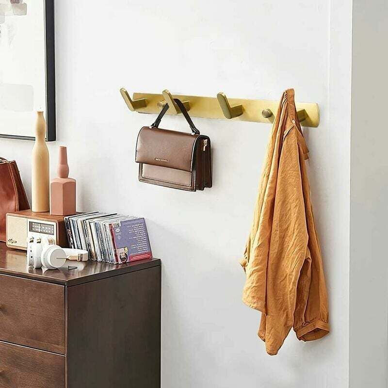 Wall Gold, Bedroom Kitchen, Towel Rack Entrance Coat Rack Coat Hook with 4 Hooks Mounted Bathroom Coat Rack