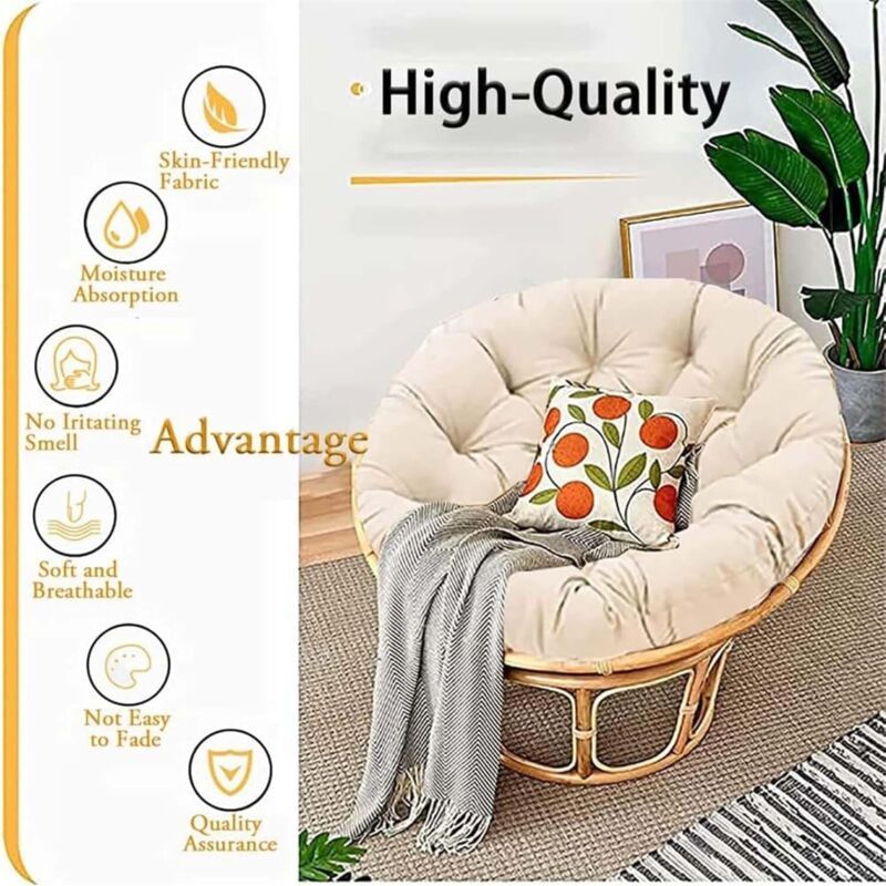 Hanging Chair Cushion Round and Thick Radar Egg Chairs Balcony and Garden Comfortable Nest Style, 80cm