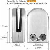 4 Pcs Glass Clamp Bracket Stainless Steel Glass Clips Clamps Adjustable Glass Brackets Flat Back Connection Clamp for Balustrade Hand Running, 68mm - Front View
