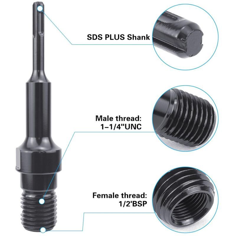 SDS Plus Adapter Core Drill Adapter UNC to SDS Plus Adapter, 1.25 in