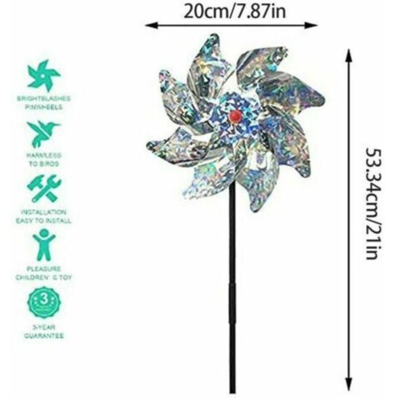 10 Pcs Decorative Bird Deterrents for the Garden Anti-Bird Pigeon, Orchard and Yard Reflective Windmill to Protect the Garden