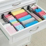 4 Pcs Drawer Organizer Transparent Black Cutlery Tray for Kitchen Bathroom or Bedroom Drawers Adjustable Plastic Drawer Divider - Top-Down View