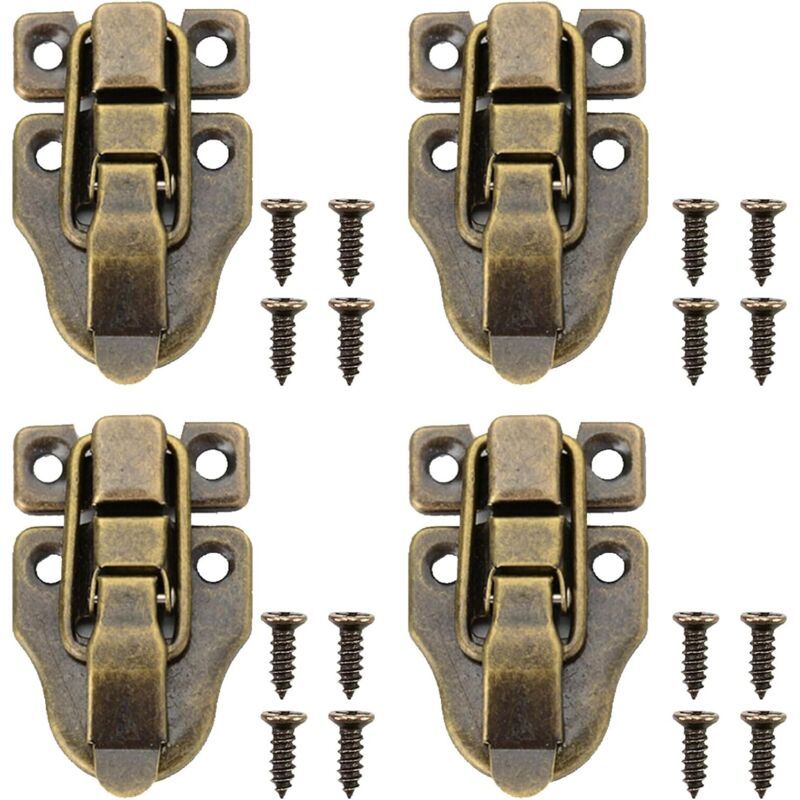 4, Wooden Cases, Suitcases with Screws Trunk and Chest Closures Piece Set of Retro Box Latches Small Size Retro Box Latches for Jewelry Boxes