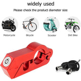 Motorcycle Brake Lock Red, Theft Security Lock Aluminum Alloy Motorcycle Handlebar Lock Anti - Side View