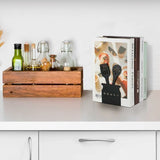 Cookbook Endcaps Black, Slip Mat Cookbook Holders Metal Cookbook Storage Metal Bookends with Anti-Decorative Cookbook Spoon - Top-Down View