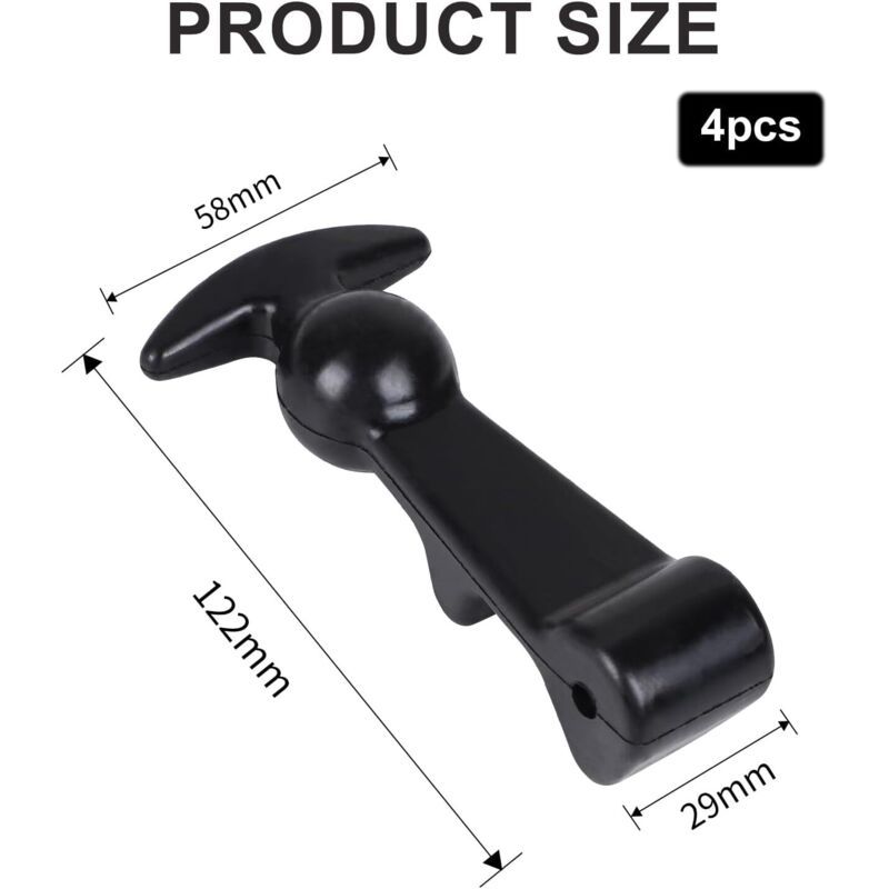 4X Elastic Rubber Hood Supports Quick Release Hood T Handle Loop Flexible Car Hood Fasteners Rubber Pull Latches for Engine Trolley