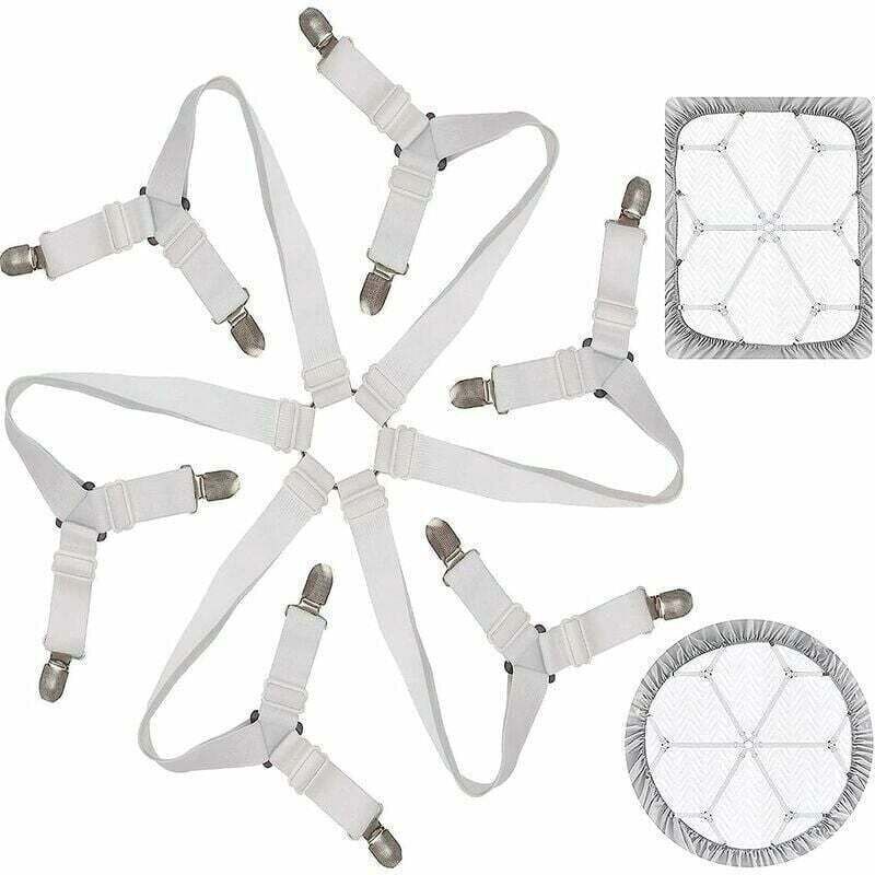 Adjustable Bed Sheet Fastener White, 3, 6, Mattress Sofa Cushion Bed Sheet Fasteners Sided Bedding Sheet Straps Way Elastic Bed Sheet Fastener