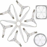 Adjustable Bed Sheet Fastener White, 3, 6, Mattress Sofa Cushion Bed Sheet Fasteners Sided Bedding Sheet Straps Way Elastic Bed Sheet Fastener