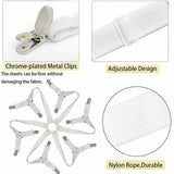 Adjustable Bed Sheet Fastener White, 3, 6, Mattress Sofa Cushion Bed Sheet Fasteners Sided Bedding Sheet Straps Way Elastic Bed Sheet Fastener - Side View