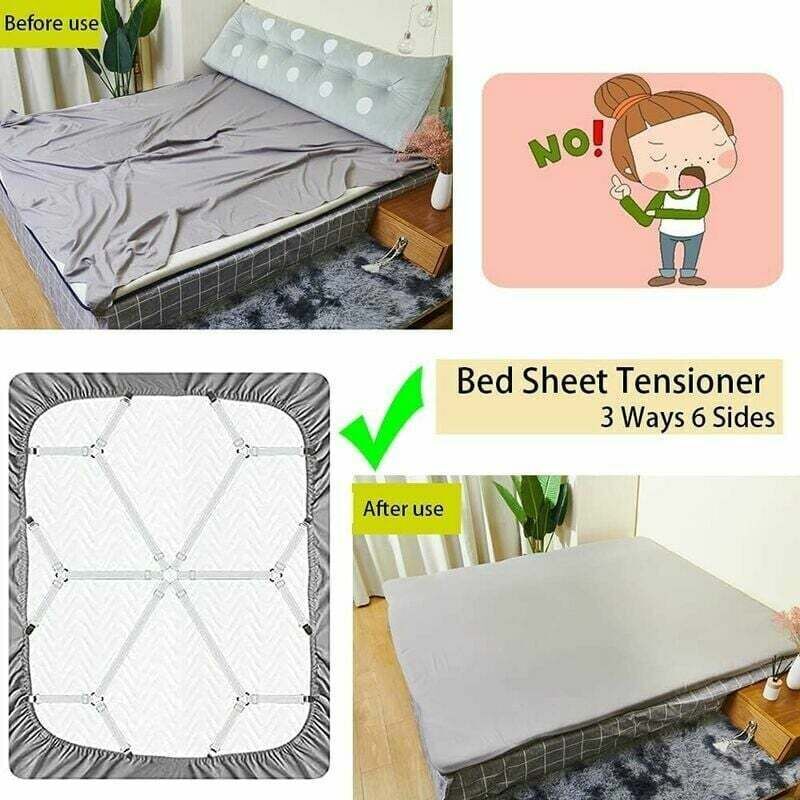 Adjustable Bed Sheet Fastener White, 3, 6, Mattress Sofa Cushion Bed Sheet Fasteners Sided Bedding Sheet Straps Way Elastic Bed Sheet Fastener
