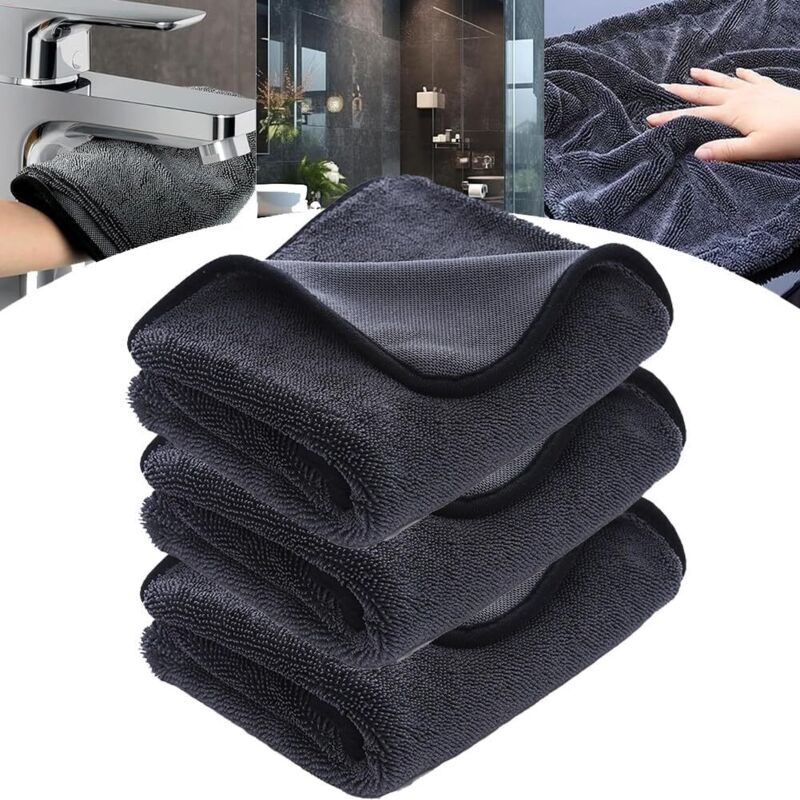 3 Pcs Cleaning Cloth Car, Lint Free, Home More Absorbent XXL Microfiber Cloth for Shower Cabin, 40 X 60 cm, 60 cm