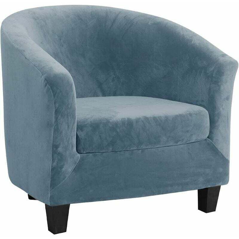 Velvet Cover of Armchair Club Set of Deux Pieces of Extensible Living Room Chair Cabriolet Tub with of Cushion Blue Gray