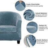 Velvet Cover of Armchair Club Set of Deux Pieces of Extensible Living Room Chair Cabriolet Tub with of Cushion Blue Gray