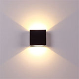 Modern LED Wall Light, 7W, Black Square, Warm Light Living Room Suitable for the Bedroom or Garden with a Colonnade