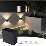 Modern LED Wall Light, 7W, Black Square, Warm Light Living Room Suitable for the Bedroom or Garden with a Colonnade - Top-Down View