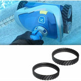 4 Replacement Tracks for Pool Cleaner Compatible with Zodiac Baracuda MX6 and MX8, Black Tire Track Wheel R0526100 - Front View