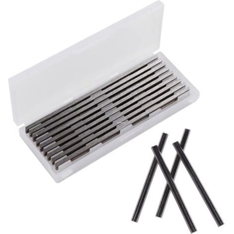 10 Pcs Fer of Rabot HSS Lames of Raboteuse Fers Reversibles Carbure Set of Rabot Electric Blade Black, Bosch and Decker De, 82x5.5x1.2mm, 82mm, 2mm
