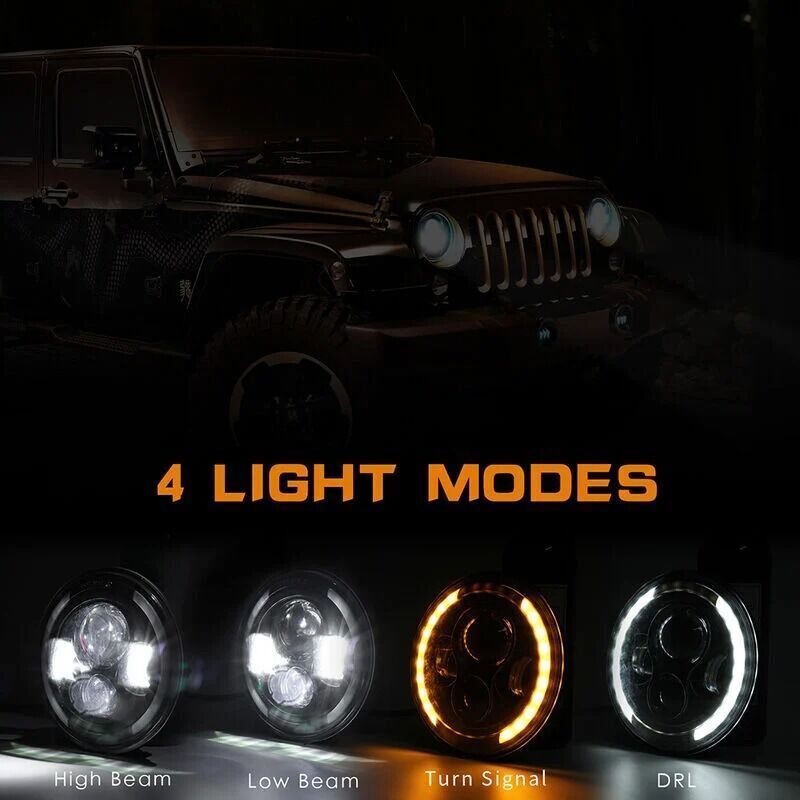 LED Headlight 150W Round LED Headlamp H4 H13 6500K Waterproof Low Beam, 150W, 7 in