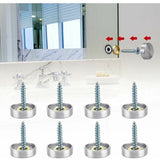 20 Pcs Cover Screws in Steel Stainless Decoratif Antirouille a Mirror with Seal Brush Waterproof Clou Rond for Bathroom, 16mm