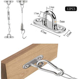 12 Pcs Platine Oeil STAINLESS M5 Ancrage 304 Hook Oeillet Plaque a Rectangulaire Hooks of Plafond Holder Wall