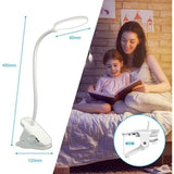 Lamp of Desk LED Wireless Rechargeable, 3 Color and 3 Intensity Adjustable Bedside Lamp USB Tactile with Clamp for Children - Front View