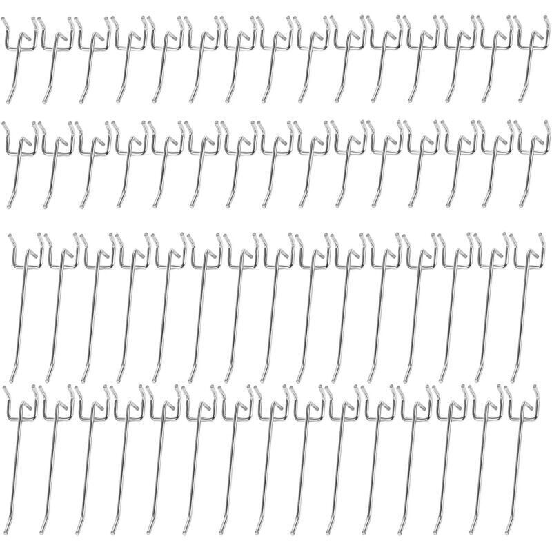 60 Pcs Metal Wall, 5 and Hardware Stores Supermarket Shelves Hooks for Perforated Panels Mounted Perforated Panel Hooks, 10 cm