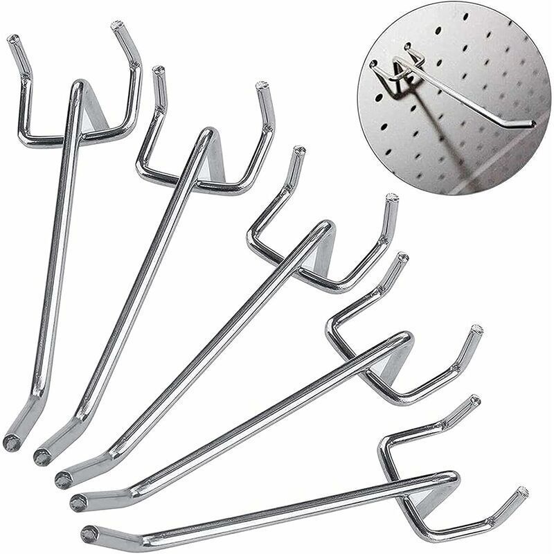 60 Pcs Metal Wall, 5 and Hardware Stores Supermarket Shelves Hooks for Perforated Panels Mounted Perforated Panel Hooks, 10 cm