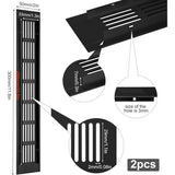 2 Pcs Mesh of Aeration in Aluminum of Ventilation Rectangulaire with Screws for the of Placards and of Chambres Black, 30x5cm - Top-Down View