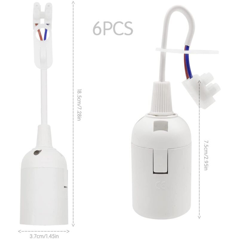 PCS Douille of Lamp E27 Holder of Bulb E27 Renovation of Batiment with Cable of Chantier 4A 250V Base of Light of Suspension Max.60W, White