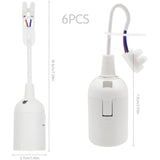 PCS Douille of Lamp E27 Holder of Bulb E27 Renovation of Batiment with Cable of Chantier 4A 250V Base of Light of Suspension Max.60W, White - Front View