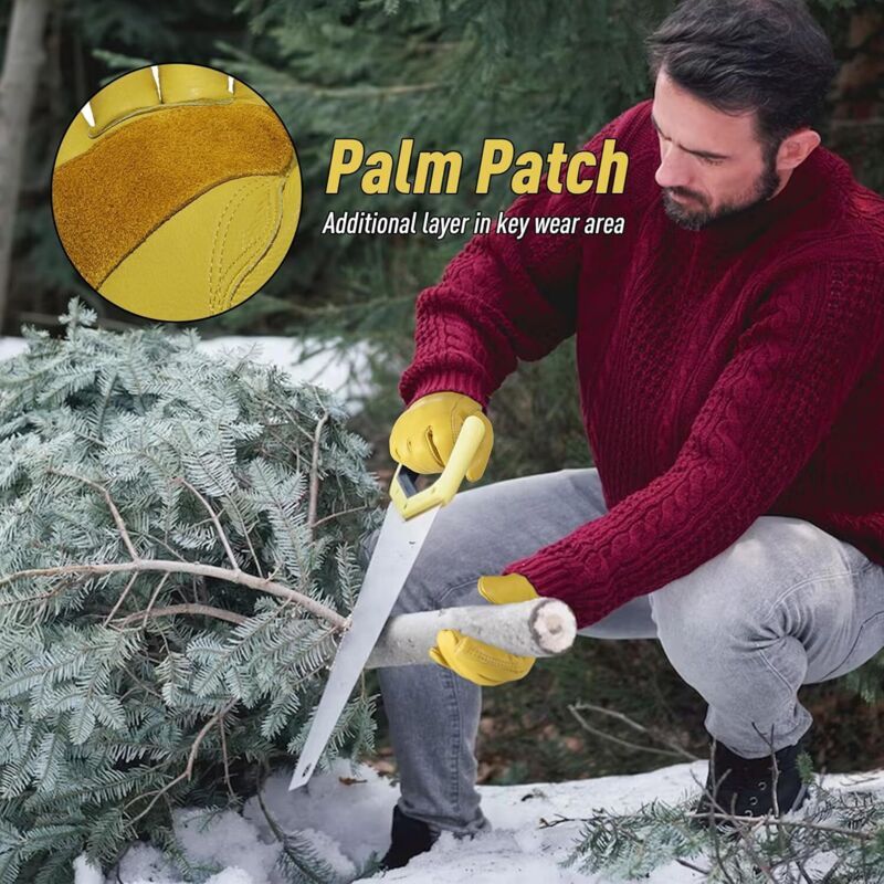 Gants of Work of Hiver in Leather Trimming L Gants of Jardinage Thermiques Doubles in Polaire