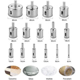 15 Pcs Drill Bit of Diamant Scie Cloches Tools Set, 8mm, 50mm - Front View