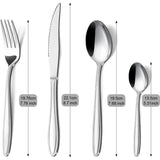 24, Fork and Spoon Dishwasher Safe Piece Stainless Steel Cutlery Set for 6 People with Straight Handles Elegant Cutlery Set Including Knife