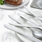 24, Fork and Spoon Dishwasher Safe Piece Stainless Steel Cutlery Set for 6 People with Straight Handles Elegant Cutlery Set Including Knife