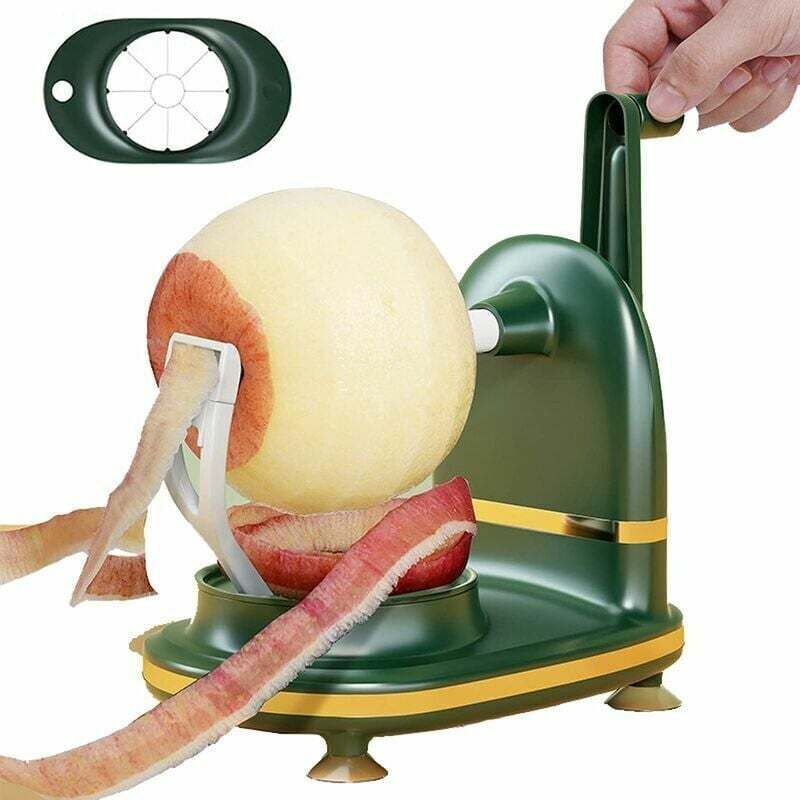 Rotary Hand and Apples Round Potatoes Suitable for Vegetables Cranked Vegetable Peeler with an Apple Slicer Attachment. Easy to Clean.