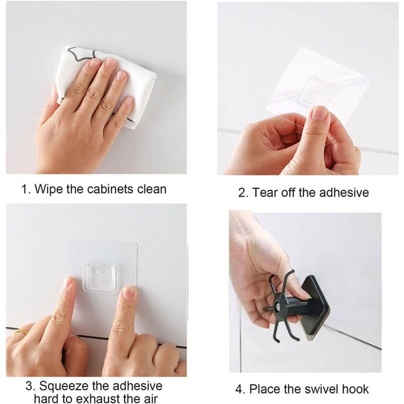 2 Pcs Rotary a 360 Degree Door Self-Kitchen Accessory Organizer Adhesive Kitchen Utensil Rack 6 Hook