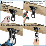 Ceiling Hook for 360 Degree Swivel Hanging Chair Wood, Yoga Swing, Veranda Suspension, Playground Trapeze Chair Hook with Screws for Concrete - Front View