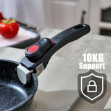Removable Handle for Pans and Pots, 10kg Holder Detachable Handles Locking Handle and Serrated Mouth - Front View
