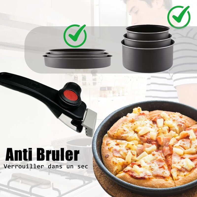 Removable Handle for Pans and Pots, 10kg Holder Detachable Handles Locking Handle and Serrated Mouth