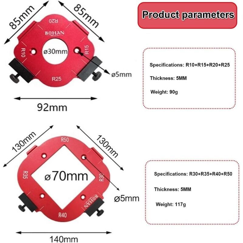 2 Pcs Router Jigs for Wood, Worktop Jig Arc Angle Positioning Jig 1, Router Jigs for R10 R15 R20 R25 R30 R35 R40 R50 Routers, 4 in