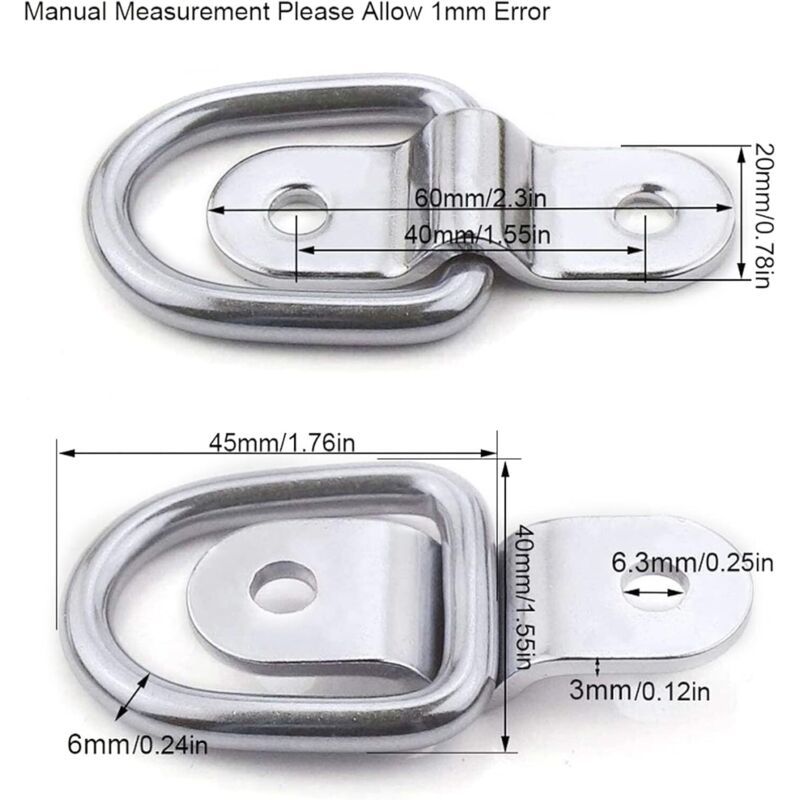 10 Pcs Hooks of Arrimage in Shape of D for Car Truck, Bateau Remorque, Cargaison Anneaux in D Tres Resistants