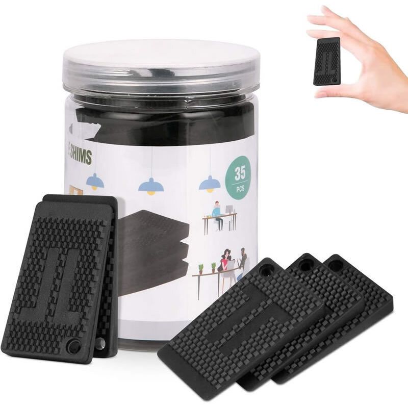 36 Pcs Furniture Leveling Wedges Black, Slip Tables, Chairs Cabinets, Waterproof and Non-Stackable for Furniture Made of Flexible Plastic