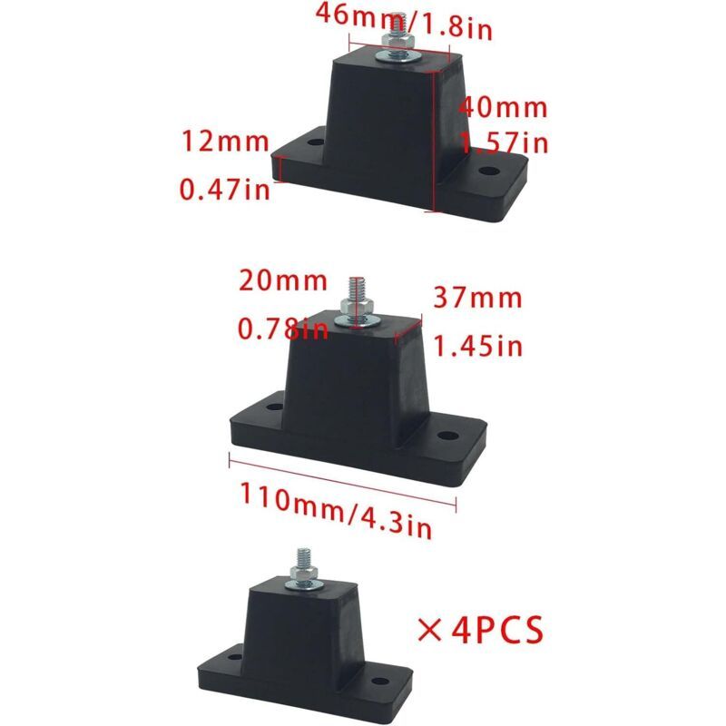 4 Pcs Rubber Anti-Shock Absorber Mounts Units Vibration Pads for Air Conditioners, 4cm