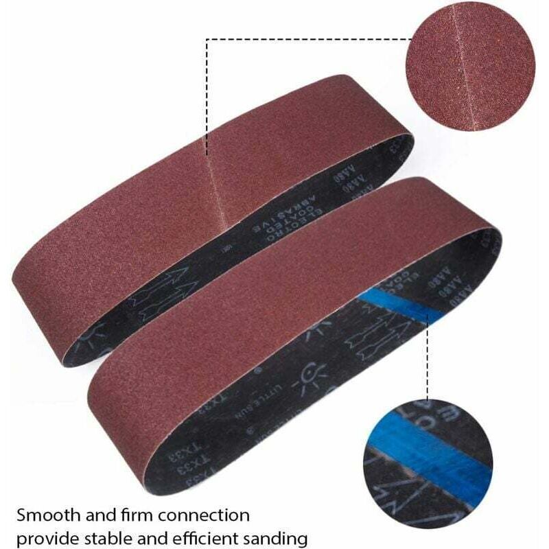 15 Pcs Strip Abrasive Bandes Abrasives Mixte, 3x Grains 80 and 120 and 150 and 240 and 400, for Ponceuses a Strip, 75 X 457 mm, 457 mm