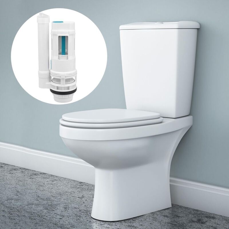 Toilet Water Inlet Valve White, Slotted Button Dual Flush Tank Siphon, 24 cm