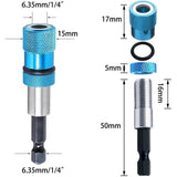 3 Pcs Quick Hex Shank Adjustable Screw Depth Change Magnetic Bits for Drywall for Cordless Screwdrivers and Hand Drills, 0.25 in