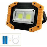 1 Pcs Floodlight LED Rechargeable 30W 2000LM Chantier Light of Work with 2X COB LED USB for Camping, 3 Modes Battery Contient